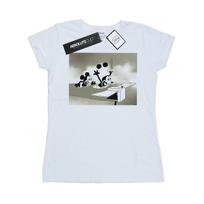 Disney Womens/Ladies Mickey Mouse Crazy Pilot Cotton T-Shirt L balta