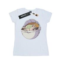 Star Wars Womens/Ladies The Mandalorian Sleeping Child Cotton T-Shirt M balta