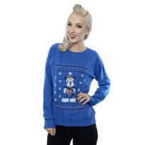 Disney Womens/Ladies Mickey Mouse Scarf Christmas Sweatshirt L karališkos mėlynos spalvos