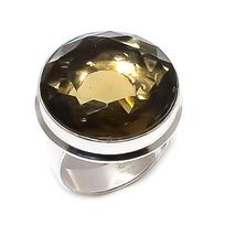Smoky Topaz Gemstone Handmade 925 Sterling Silver Jewelry Ring Size 8 n3b74