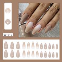 24PCS Solid Color Gradient Almond Shaped Nail Patches Gentle and Shiny Wearable Removable Fake Nails Press on Nails