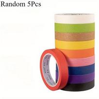 5 Rolls Vibrant Colored Masking Tape for Arts & Crafts - Easy-Tear Paper Tape, Sticks to Plastic, Wood, Glass, Ideal for Arts, Crafts, Labeling