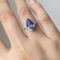 Dazzling copper Color Metal Waterdrop Blue Stone Ring Fashion Party Engagement Wedding Rings for Women Jewelry 5 brown
