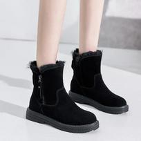 Žieminiai Batai Moteriški Natūralios Odos Batai Storas Padas Šilti Moteriški Sniego Batai Šaltai Žiemai Moteriški Ankle Boots 34 juoda