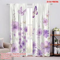 2pcs,2D plane printing Pattern Curtains Lavender Whispers Versatile Fabric (without rod) Art Deco Festive Ldeal for Living Room, 52.50 × 116.00 cm 2 pcs