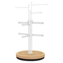 Rotating Jewelry Display Stand With 360 Degree Rotating And Wood Metal Base For Necklace Earring Bracelet Storage white