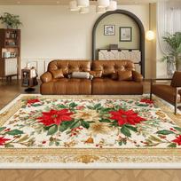 Christmas Luxurious Carpet Theme Indoor Area Living Room Mat Edge Large Mat Suitable for Bedroom Mats New Year Holiday Rugs 60x90cm