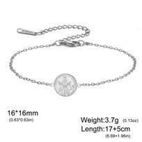 Lucktune Saint Francis of Assisi Bracelet Stainless Steel Box Chain For Men Women Protection Talisman Jewelry Religious Gift Adjustable