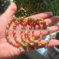 Duobao Jingtai Blue Six-Character Mantra Bracelet with Blooming Flowers and Luck Bead