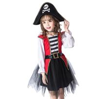 [APOSITV] Pirate Cosplay Costume for Girls, Children's Outfit, Fancy Dress, Pirate Halloween (L Size 130cm-140cm)