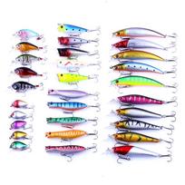 30 vnt/part. HENGJIA mišrus žvejybos masalo rinkinys plastikinis popper/Crankbait/Minnow bioninis vobleris žvejybos reikmenys gray