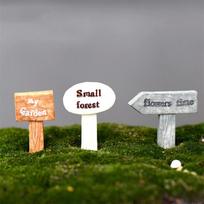3Pcs Resin Sign Board Bonsai Figurines Micro Landscape Crafts Signboard Miniatures Fairy Garden 3PCS