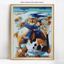 Deimantinė tapyba Viso apvalaus gręžimo gyvūnai Deimantiniai siuvinėjimai Katės Kalnų krištolų paveikslėlis 20X30CM blue