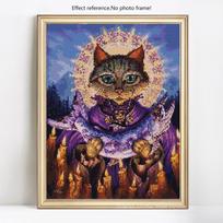 Deimantinis siuvinėjimas Cat 5d Deimantinis paveikslas Pilnas gręžimo apvalus deimantinis mozaikos išdėstymas paveikslėlis 20X30CM gray