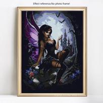 Deimantų tapyba Animacinių filmų moterų pilnas krapų apvalus Kalnų krištolo deimantų siuvinėjimas 20X30CM gray