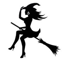 Car life qualitative  Funny Broom Witch Reflective Vehicle Body Window Bumper Decals Sticker juoda