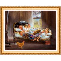 Diy Full Round Diamond Embroidery Family Sleeping Chicken Needlework Cross Stitch Diamond Painting 20X30CM