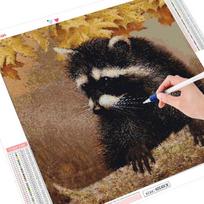5D „pasidaryk pats“ deimantinis siuvinėjimas „Meškėnas kryžiaus dygsnis“ pilnas gręžimas, deimantinis menas, tapyba gyvūnas 30x30CM