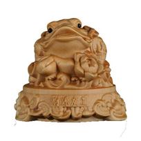 Fortune Mythical Beast Golden Toad Boxwood Carving Help Gather Money and Seek Wealth Business Gifts Animal Carving Office Ornaments  Ornaments