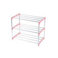 HOW-E 3/4 Layers Shoe Rack Assembled Easy Installation Stainless Steel Household Slipper Storage Shelf 3 Layers rožinė