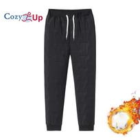 Cozy Up Winter Zip Pockets Thicken Fleece Sweatpants Men Joggers Black Grey Down Cotton Warm Pants Male Water Proof Thermal Trousers M juoda