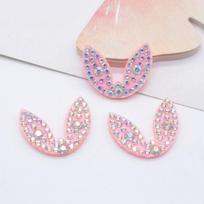 30 vnt. 26*20 mm Kawaii triušio ausys Kalnų krištolinio akmens krištoliniai pleistrai Dekoro aplikacijos Tiekimo audinys „Pasidaryk pats“ galvos apdangalai, amatai, priedai rožinė