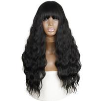 MISSQUEEN Long Water Wave sintetiniai perukai su poniu Natural Juoda Tamsiai Ruda Oranžinė Raudona Cosplay Kasdieniai karščiui atsparūs plaukų perukai moterims 26 inches&CHINA
