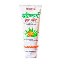 Soundarya: Valomasis gelis su apelsino žievele, Neem, Tulsi ir Aloe (60 g), Saundarya veido prausiklis, Patanjali 60g white