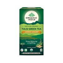 Žalioji arbata su Tulsi, Citrina ir Imbieru (25 pak., 1,8 g), Tulsi žalioji arbata su citrina ir imbieru, ekologiška, Organic India