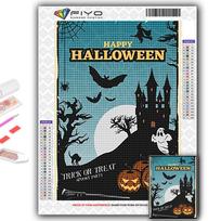 Diamond Painting Halloween Pumpkin And Witch Castle Diamond Mosaic Craft Diamond Embroidery Painting Full Round 20X30CM