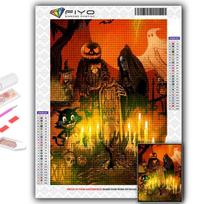 Diamond Painting Halloween Pumpkin And Witch Castle Embroidery Cross Stitch Rhinestone Home Decor Full Round 20X30CM