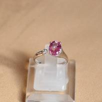 S925 pure silver wholesale fashion lady topaz stone opening ring Resizable rožinė