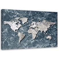 Canvas print, World map marble 60x40 pilka spalva