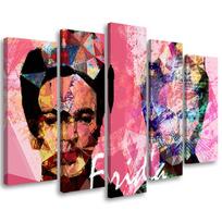 Five piece picture canvas print Frida Kahlo 100x70 rožinė