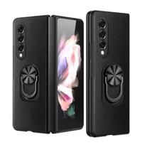 Plonas lengvas odinis žiedo laikiklio dėklas, skirtas Samsung Galaxy Z Fold 3 4 Fold4 5g Fold2 Fold3 Fold 2 Neslystančiu mobiliojo telefono dangteliu for Galaxy Z Fold 3 juoda