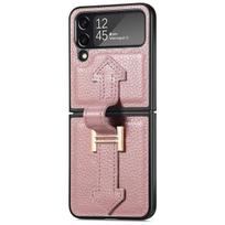 Originalus odinis dėklas Samsung Galaxy Z Flip 4 5g itin plonas su apyrankės žiedo dizainu ir stovo funkcija, skirtas Galaxy Z Flip 3 For Galaxy Z Flip 3 rožinė