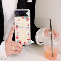 For Samsung Galaxy Z Flip 3 Case Korean Strawberry Rabbit Pattern For Samsung Z Flip 4 Flip4 Cute Bear Deluxe Hard Pc Clear Case Samsung  Z Flip 4
