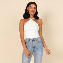 Women's Sexy Ribbed Knit Sleeveless Backless Slim Fitting Solid Color Tank Top XL balta