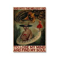 Music Girl Mental Heath Poster Lose My Mind and Find My Soul Positive Art Print African Woman Vintage Canvas Painting Home Decor 21cm×30cm NoFrame