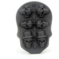 6 viename „pasidaryk pats“ kaukolės ledo formelės „Skull“ ledo kamuoliukų formavimo aparatas 3D trimatis padėklo formelės Silikoninės viskio ledo kubelio sausainių formelės 6holes-1pcs with funnel juoda
