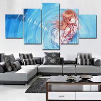 Plakatas Drobės Paveikslai Namų Dekoras Tapyba 5 Vnt. Sword Art Online Animacija Sienos Menas Spaudiniai Viešbučio Modulinis Svetainei 30x40cm*2  30x60cm*2  30x80cm*1 blue