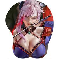 Cute Non-slip Anime Sexy Girl 3D Hip Soft Mouse Pads with Wrist Rest Gaming Mousepad For Men žalia/juoda
