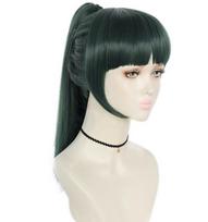 Anime Cosplay Wig Maki Zenin Dark Green Ponytail Costume Heat Resistant Synthetic Hair Jujutsu Kaisen Women Carnival Party Wigs One Size žalia