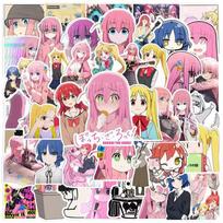 BOCCHI THE ROCK! 50 colorful stickers (not repeated), waterproof and sunscreen. pink