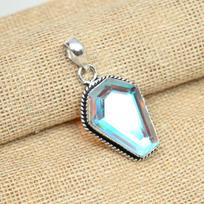 925 Sterling Silver Rainbow Mystic Topaz Gemstone Handmade Pendant Jewelry For Wedding Gift 1.57 Inches balta