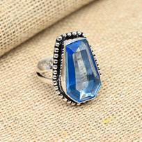 925 Sterling Silver Blue Topaz Gemstone Ring Beautiful Handmade Women Jewelry All Size 4 mėlyna