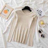2023 Autumn Sweater Winter Fashion Women Slim Pullover O-Neck Long Sleeve Bottom Sweaters Office Knit Top Bottoming Knitwears 28743 One Size abrikosas