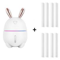 300ml Ultrasonic Air Humidifier Rabbit Usb Aroma Essential Oil Diffuser Office Car Humidificador With Color Led Lamp For Baby White and 10 filters white