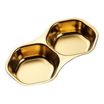Sauce Dish Stackable Easy to Clean Stainless Steel Hexagon Triangle Oval Shaped Seasoning Plate Hexagon auksinė