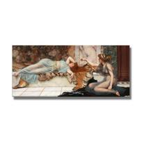 Išdykimas ir poilsis, John William Waterhouse Drobė Įžymūs tapybos plakatai Spaudiniai Sienų menas gyvenamajam kambariui Namų dekoras Cuadros 20x40cm Unframed beige
